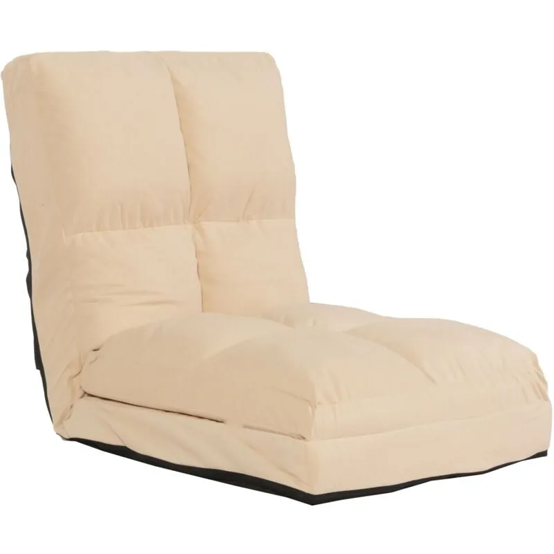  - Sedia da pavimento 914, poltrona da pavimento letto cuscino 4 posizioni reclinabili, velluto beige - beige