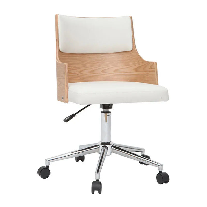 Sedia da ufficio design Bianco e legno chiaro con cuscino integrato mayol