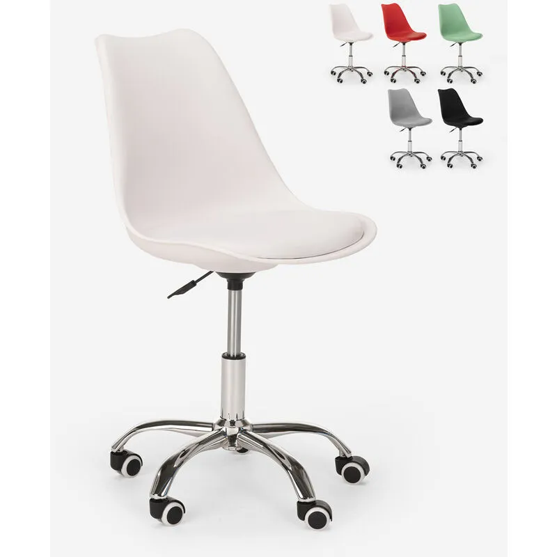 Sedia design girevole sgabello ufficio altezza regolabile ruote eiffel Octony Colore: Bianco