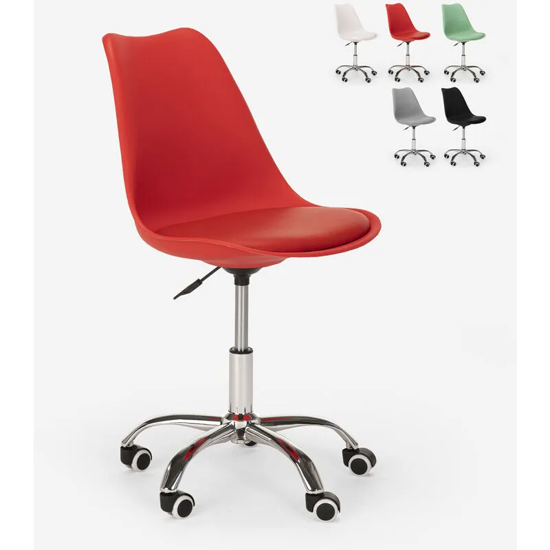 Franchi Bürosessel - Sedia design girevole sgabello ufficio altezza regolabile ruote eiffel Octony Colore: Rosso