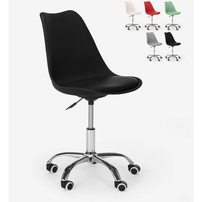 Franchi Bürosessel - Sedia design girevole sgabello ufficio altezza regolabile ruote eiffel Octony Colore: Nero