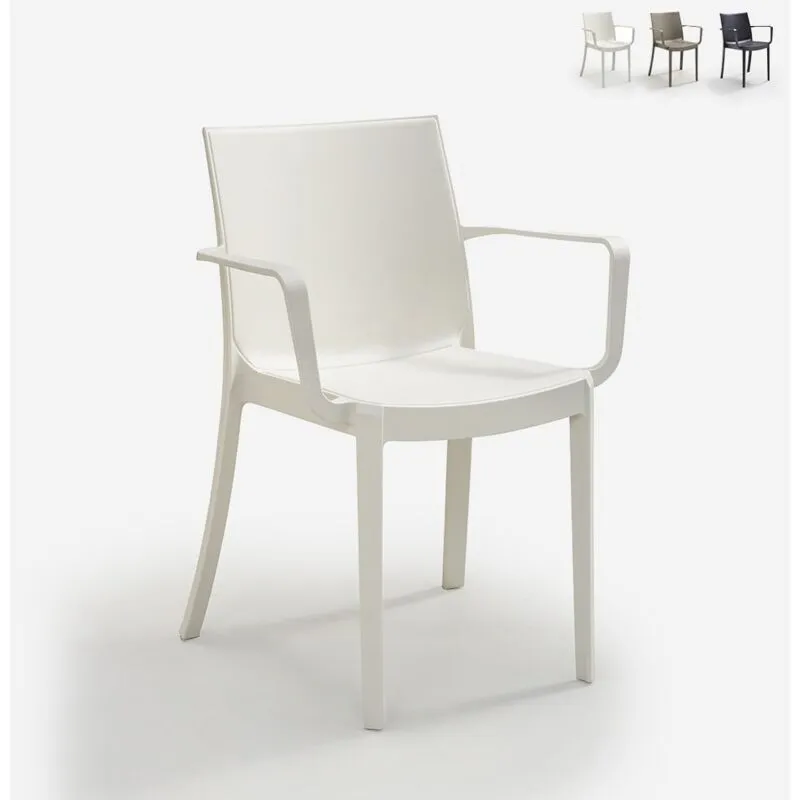 Sedia con braccioli impilabile esterno bar giardino Victoria Bica Colore: Bianco