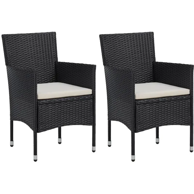 Set Sedie da Pranzo per Giardino 2 Pz in Polyrattan Nero Vidaxl Nero