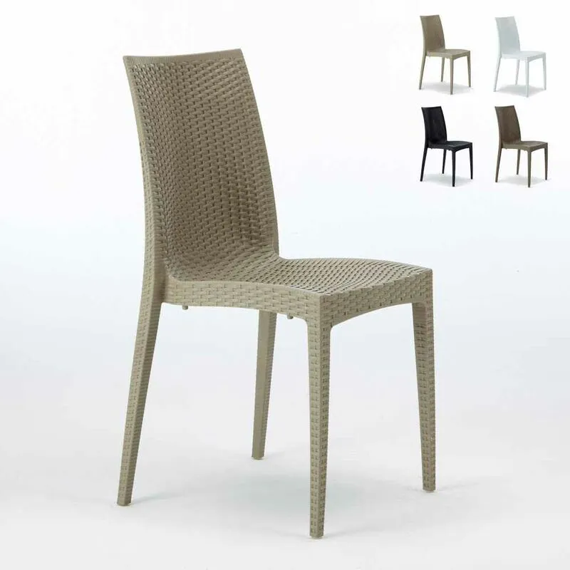 Grand Soleil - Sedie Poly rattan bar giardino gelateria impilabile Bistrot Colore: Beige