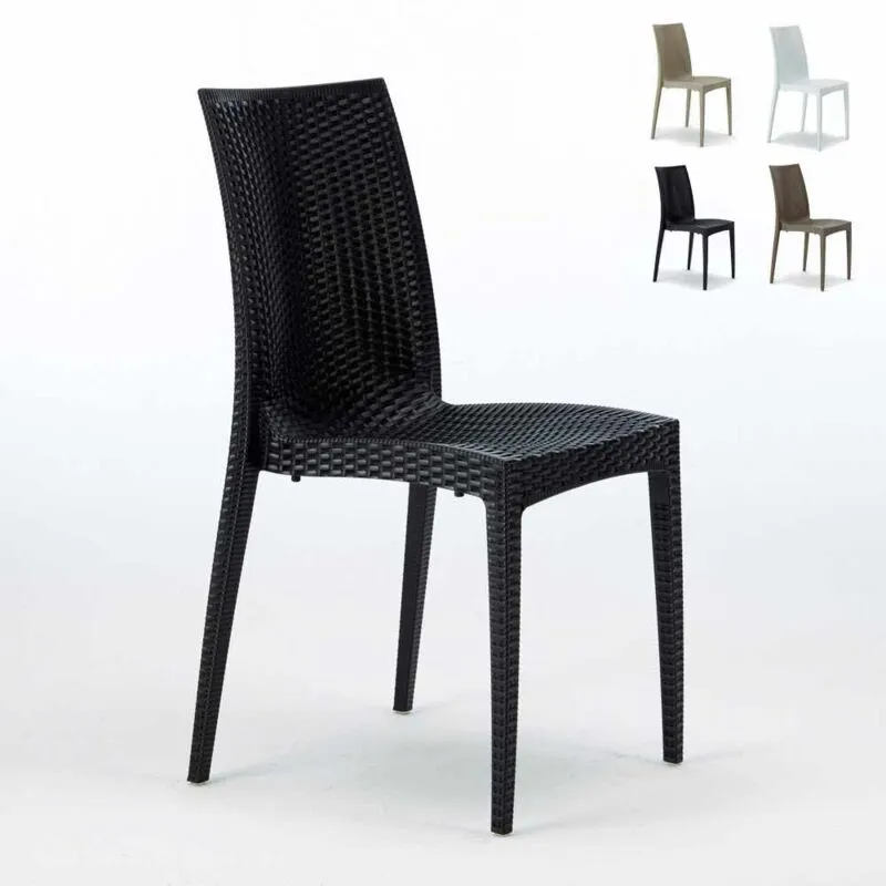 Sedie Poly rattan bar giardino gelateria impilabile Bistrot Grand Soleil Colore: Nero