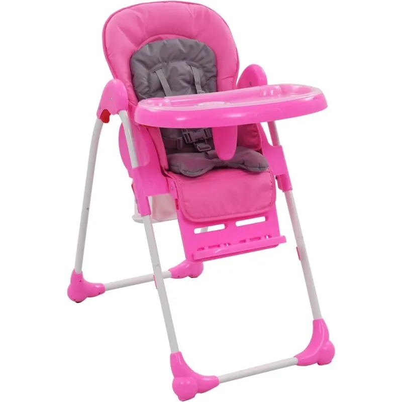 Seggiolone Pappa per Bambini Rosa e Grigio