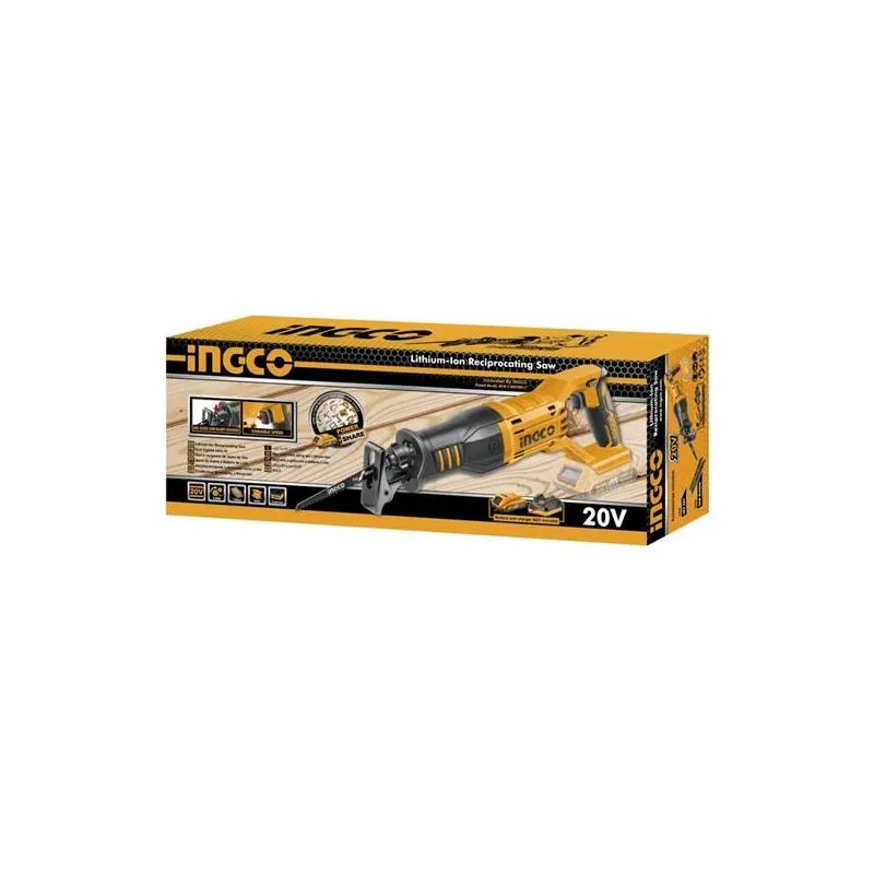 Ingco - CRSLI1151 Seghetto a Gattuccio batteria litio 20V non inclusa + due lame