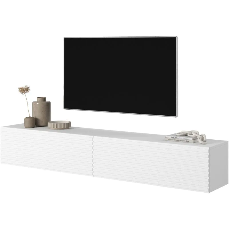 Selsey - Mobile tv Pavas 175 cm Bianco con frontale lamellare