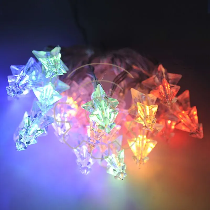 Serie 20 luci di Natale led ad albero multicolore rgb a batterie 2 mt catena 2 giochi per interno