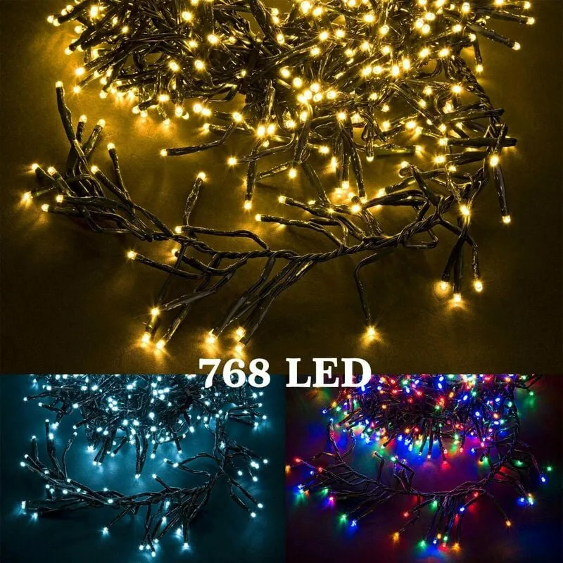 Luci Led per Albero di Natale Catena Cluster Luce Calda Fredda Multicolor 768 - Colore della luce: Luce Classica