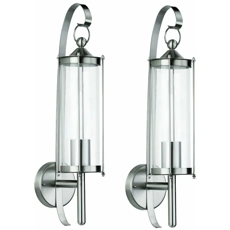 Set di 2 lampade da parete in vetro acciaio inox faretti per esterni illuminazione per facciate E27 lanterne luci