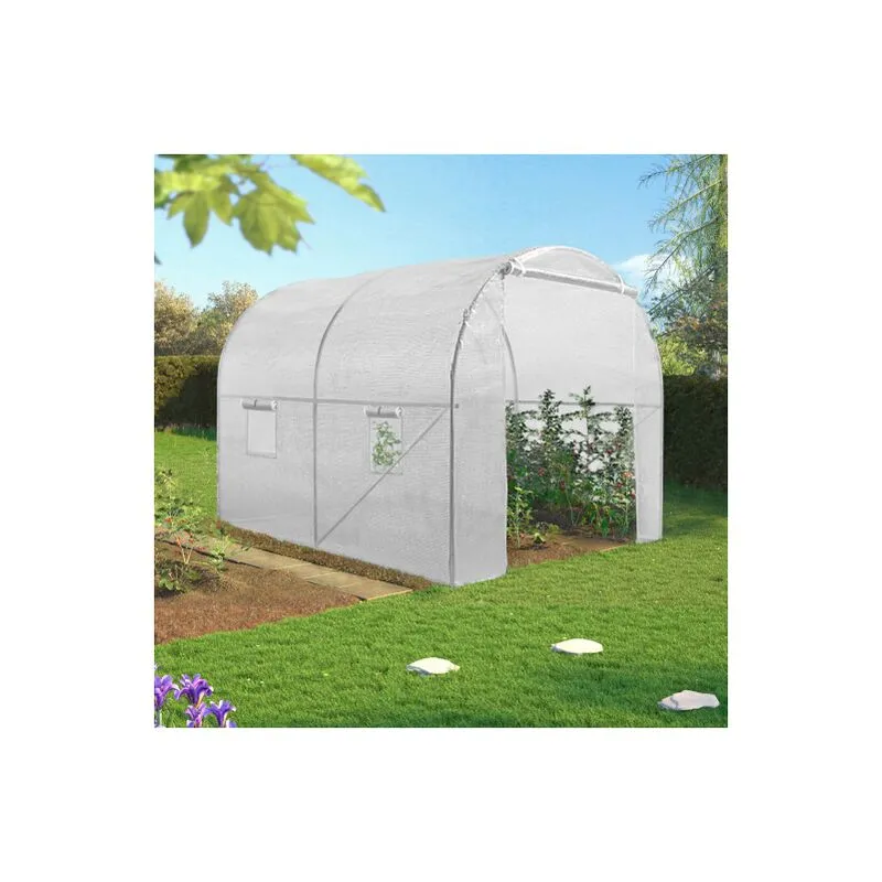 Idmarket - Serra tunnel di giardinario 6 m² bianco zebra 2x3M