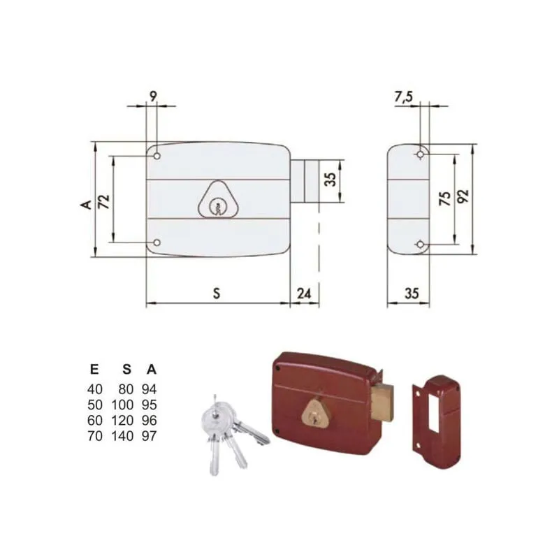 Cisa - Serratura App.legno dx 50141-70-1