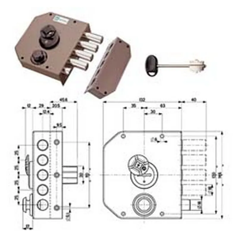 Serratura laterale da applicare con scrocco doppia mappa 20510 - MM.60 dx (20510VDDM)