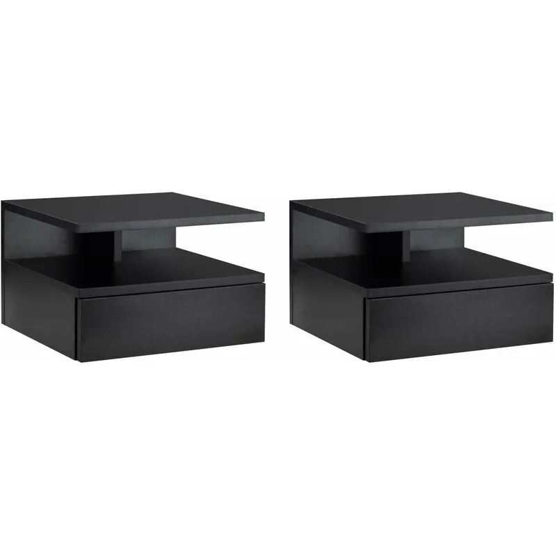 Giordanoshop - Set 2 Comodini Sospesi 35x32x22,5 cm Design Moderno Nero