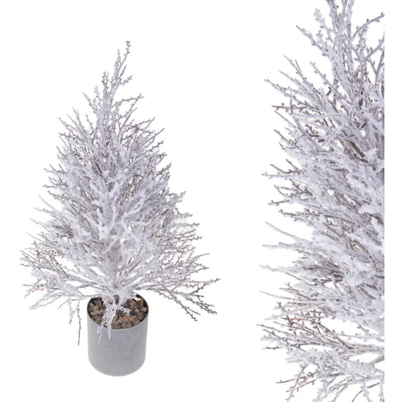 Giordanoshop - Set 2 Mini Albero di Natale Artificiale Abete H57 cm Spoglio con Neve Verde