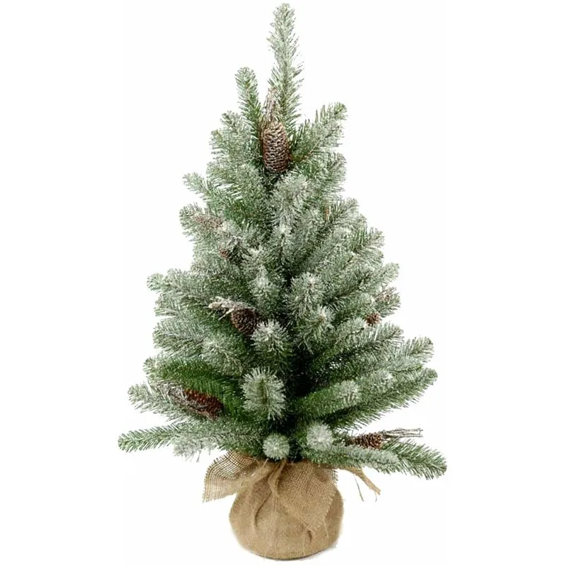 Giordanoshop - Mini Albero di Natale Artificiale H45 cm Abete innevato con Pigne 43 Tips Verde