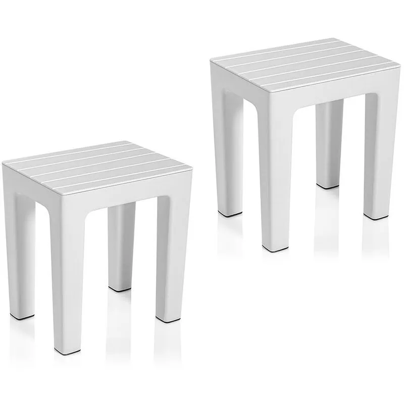 Set 2 pz Lello lo sgabello multiuso ad alta resistenza bianco effetto legno