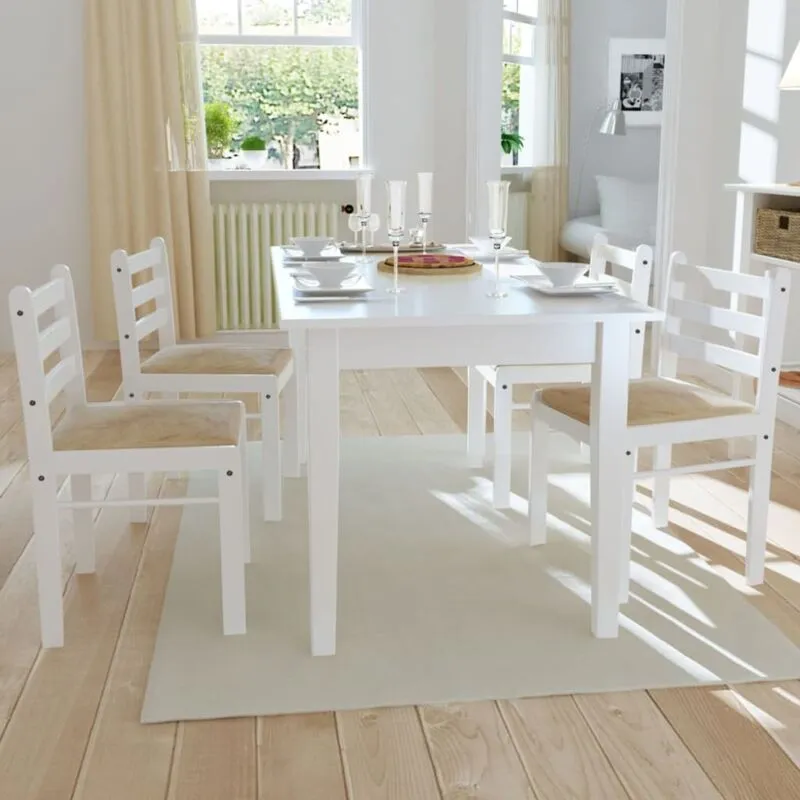 Vidaxl - Sedie da Pranzo 4 pz Bianche Legno Massello di Hevea e Velluto