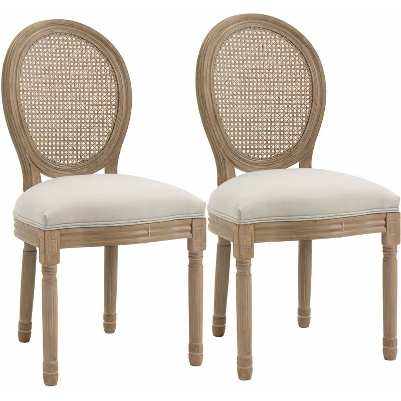 Giordanoshop - Set 2 Sedie Imbottite 49x56x96 cm in Legno e Tessuto Bianche