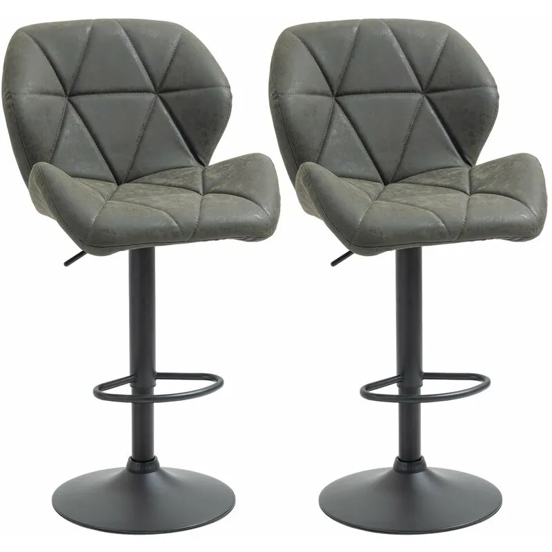 Giordanoshop - Set 2 Sgabelli da Bar 51,5x57,5x93-114,5 cm in Similpelle Grigio