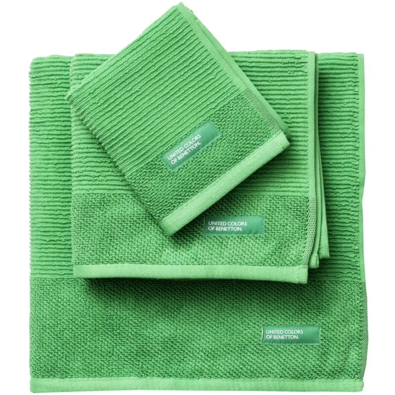 Set 3 pz asciugamani da bagno (wc 30X50CM + mani 50X90CM + bagno 70X140CM) 450GSM 100% cotone verde arcobaleno 