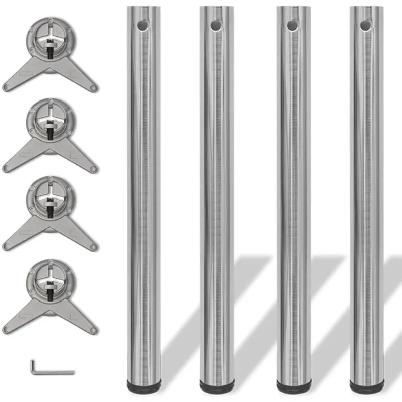 Set 4 Gambe per Tavolo Regolabili in Altezza Placcate al nickel varie dimensioni dimensioni : 710 mm