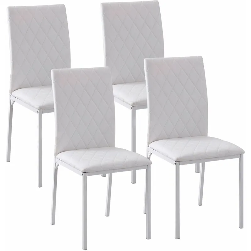 Set 4 Sedie Imbottite 41x50x91 cm in Similpelle Bianco