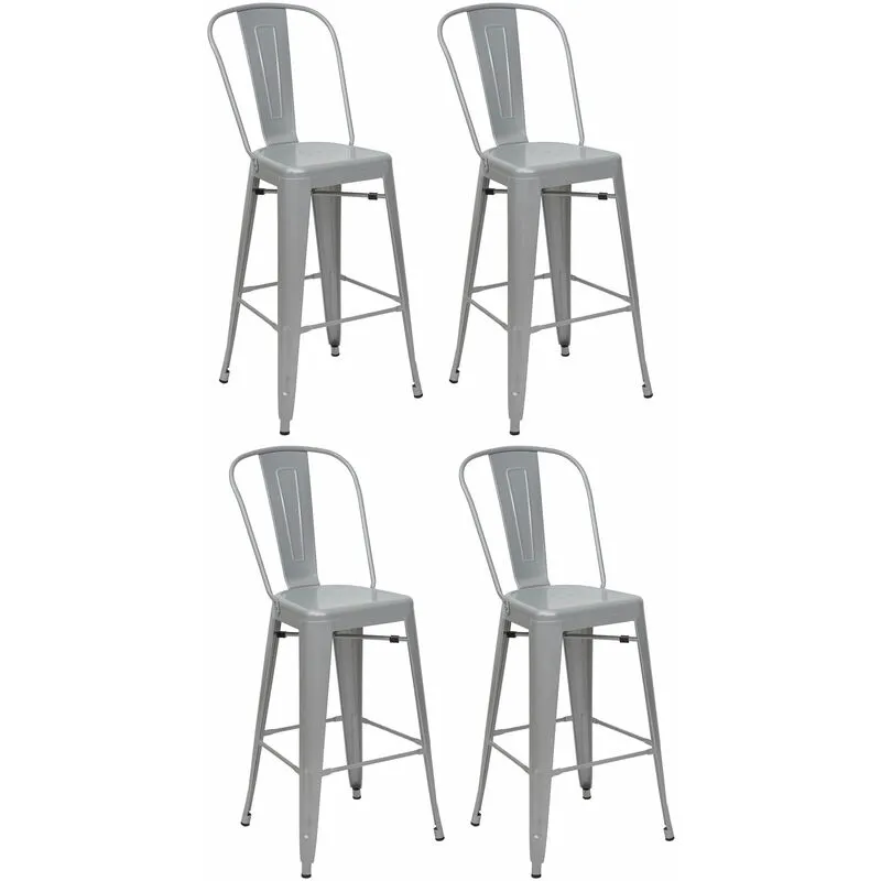 Set 4x sedie sgabelli da bar  C-A73 design moderno metallo grigio