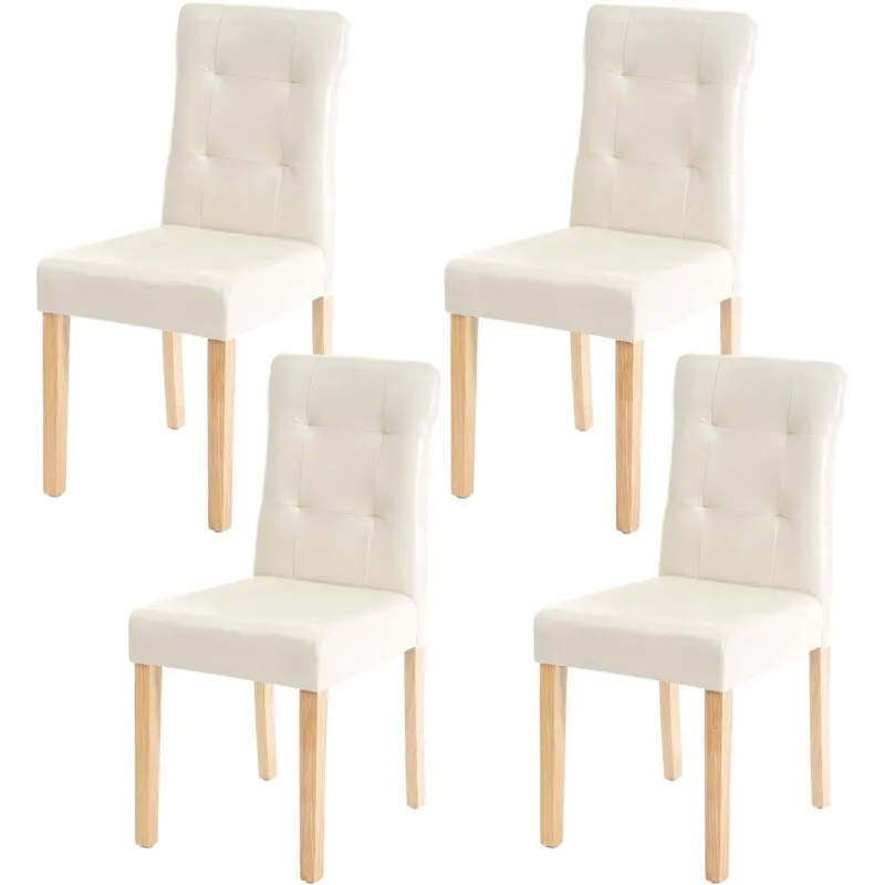 Non utilizzato] Set 4x sedie  984 sala da pranzo legno ecopelle avorio gambe chiare - beige