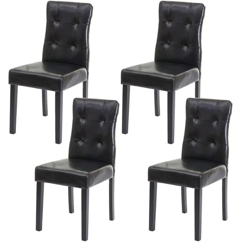 [NON UTILIZZATO] Set 4x sedie -984 sala da pranzo legno ecopelle nero gambe scure