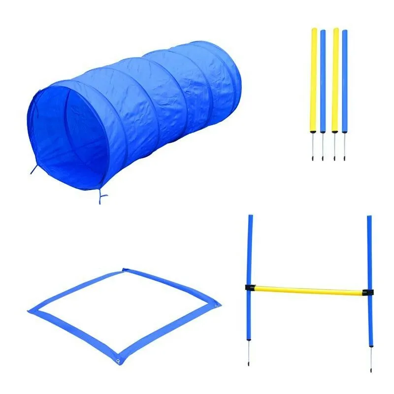 Maury's - set agility dog per addestramento cani con slalom. tunnel e ostacolo