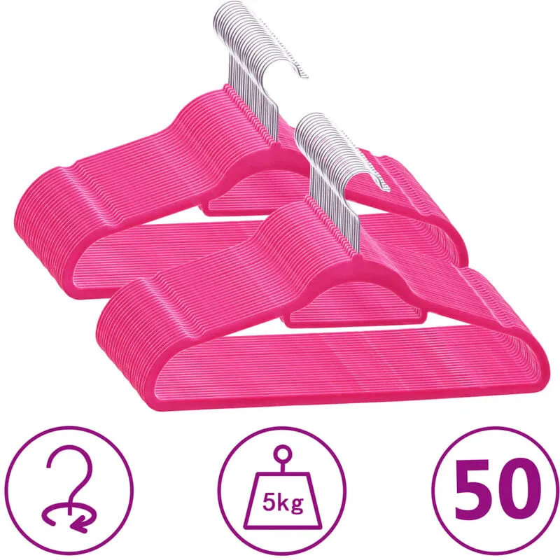 Set Appendiabiti 50 pz Antiscivolo Rosa in Velluto Vidaxl 58542