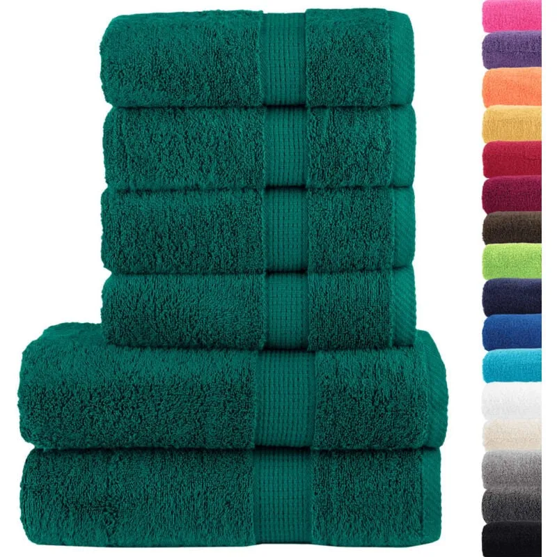 Vidaxl - Set Asciugamani 6 pz Verdi 600 gsm 100% Cotone Verde