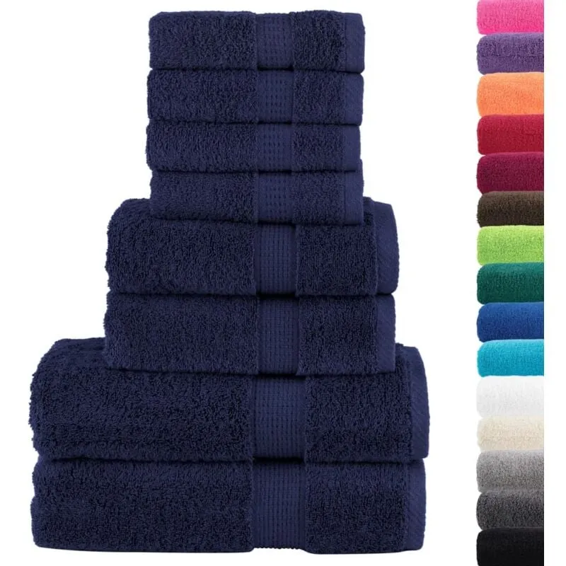 Vidaxl - Set Asciugamani 8 pz Blu Navy 600 gsm 100% Cotone Blu