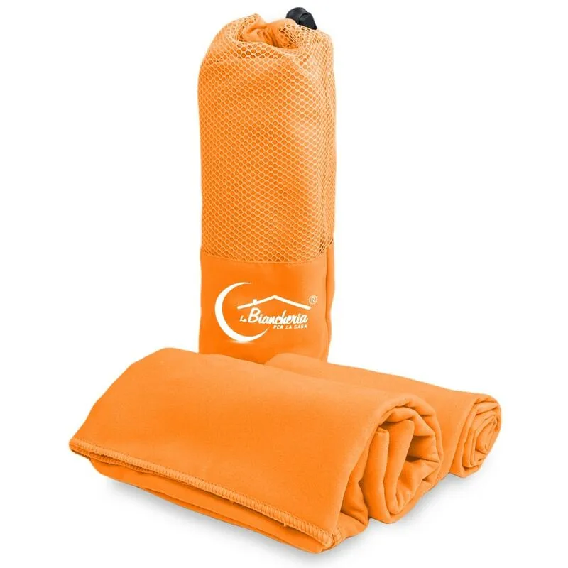 Tex Family - set asciugamani microfibra arancio 1+1 Viso e Ospite