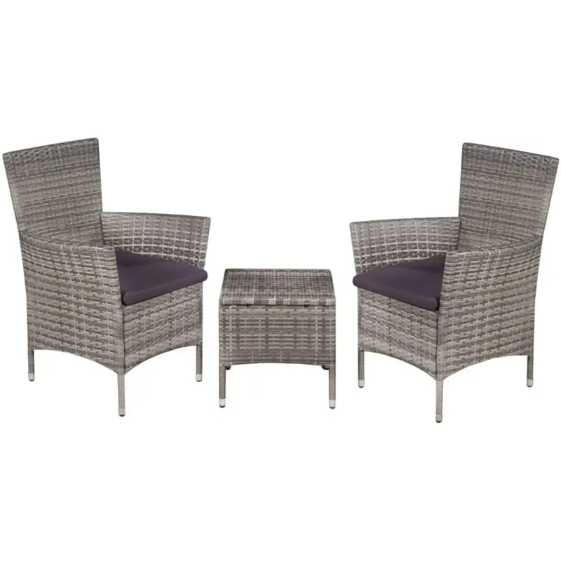 Set da Bistrot 3 pz in Polyrattan Grigio Vidaxl 2774