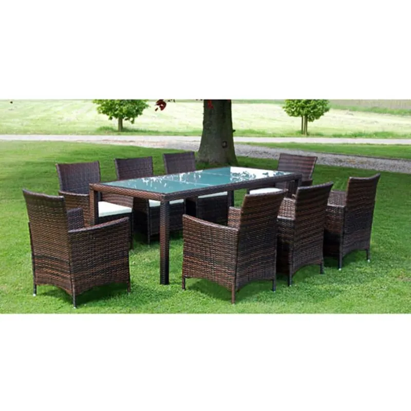 Vidaxl - Set da Pranzo da Giardino 9 pz con Cuscini Polyrattan Marrone