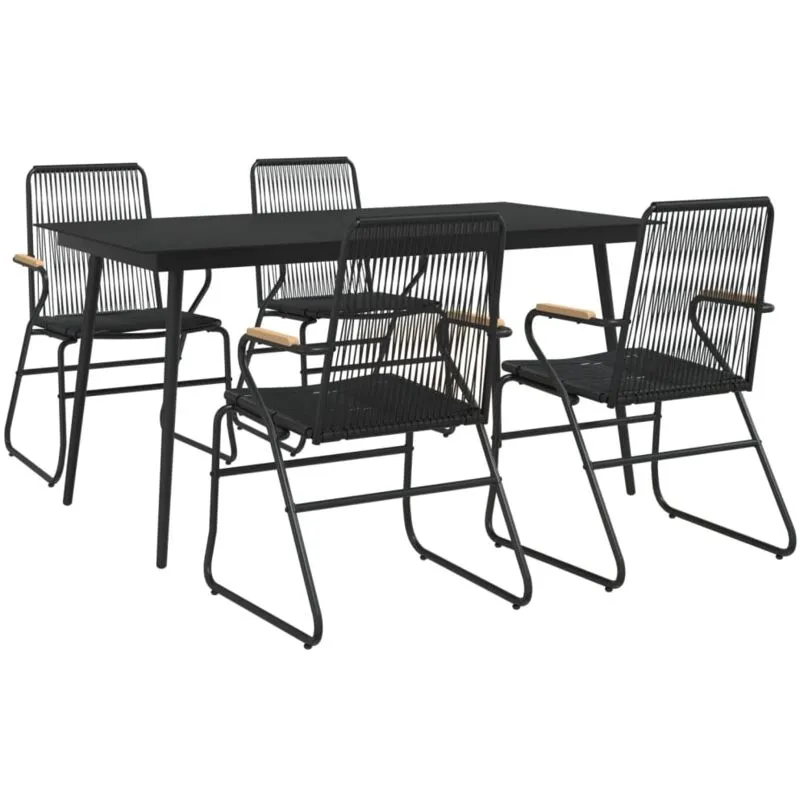 Set da Pranzo da Giardino 5 pz Nero in Rattan pvc - Vidaxl