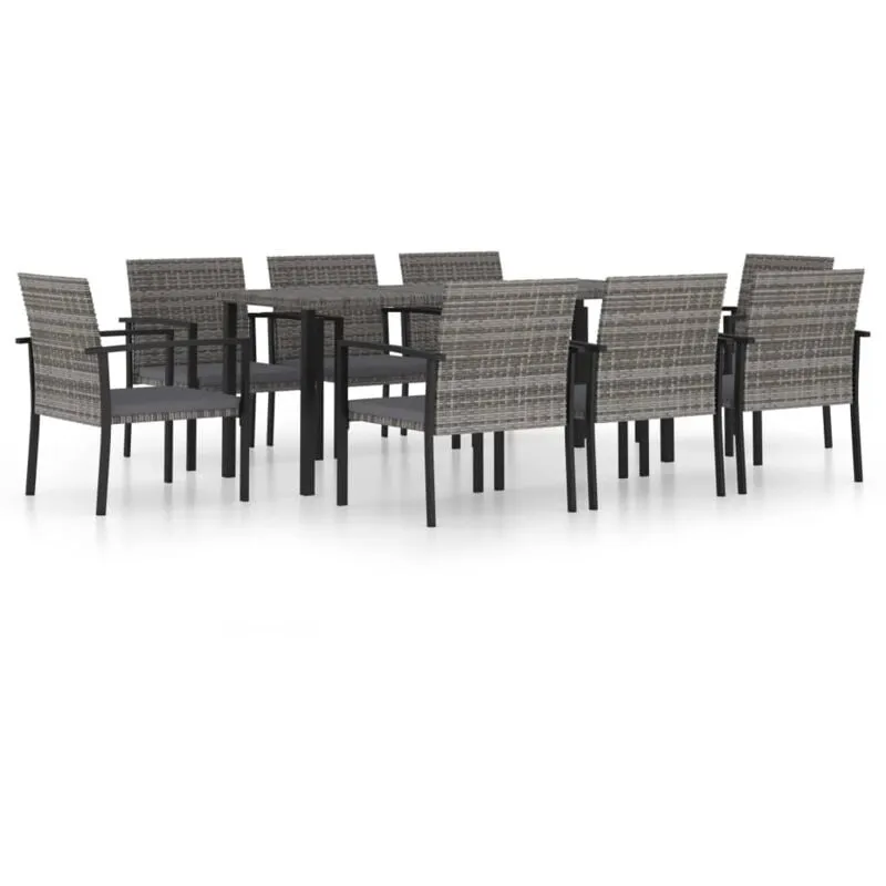 Minkurow - Set da Pranzo da Giardino 9 pz in Polyrattan Grigio vidaXL