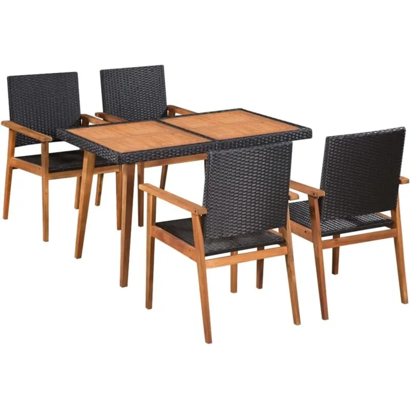 VidaXL Set da Pranzo da Giardino 5 pz in Polyrattan Nero e Marrone