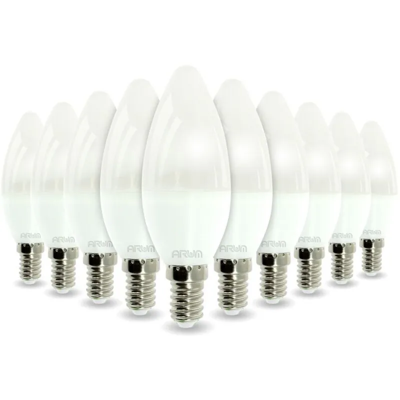 Set di 10 lampadine LED a candela E14 5.5W Equivalente 40W 470LM ARUM Température de Couleur: Blanc chaud 2700K