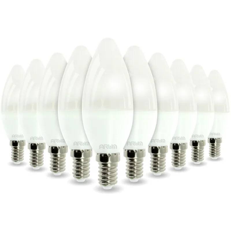 Set di 10 lampadine LED a candela E14 5.5W Equivalente 40W 470LM ARUM Température de Couleur: Bianco caldo 2700K