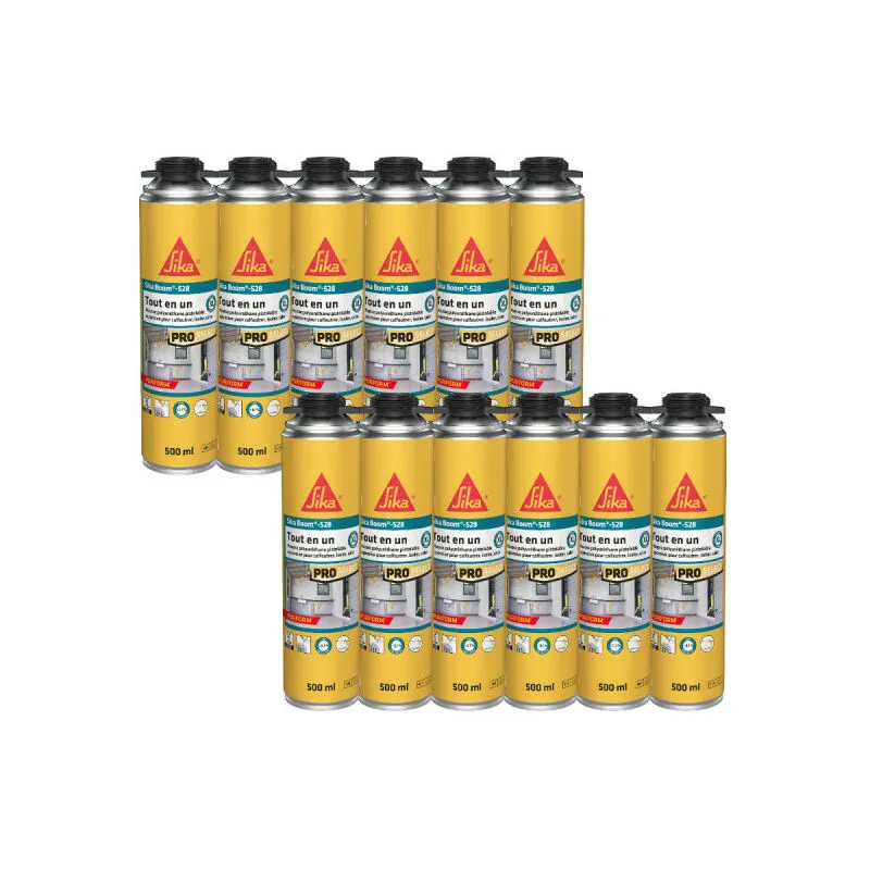 Set di 12 schiume espandenti all-in-one Sika Sika Boom 528 - 500ml - Blanc