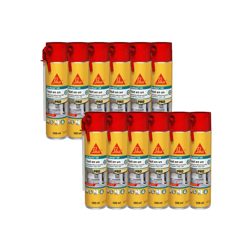 Set di 12 schiume espansive manuali all-in-one Sika Sika Boom 128 - 500ml - Blanc