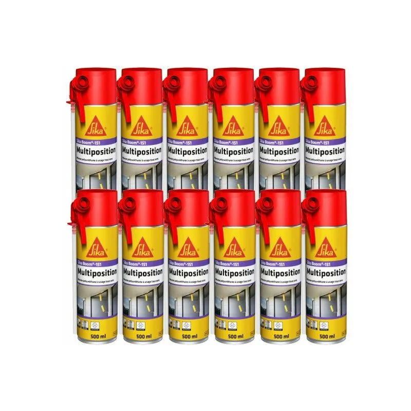 Set di 12 schiume poliuretaniche Sika Sika Boom 151 Multiposition - 500 ml - Beige