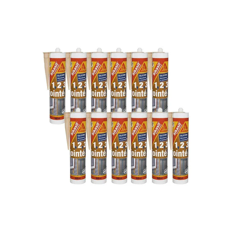 Sika - Set di 12 sigillanti siliconici per edilizia sil - Beige - 300ml - Beige