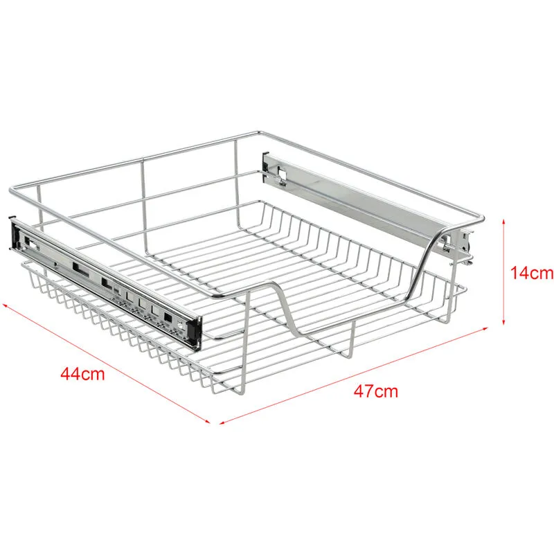 [en.casa] - Set di 2 cassetti telescopici cromati per cucina dispensa varie dimensioni dimensioni : 47x14x44 cm