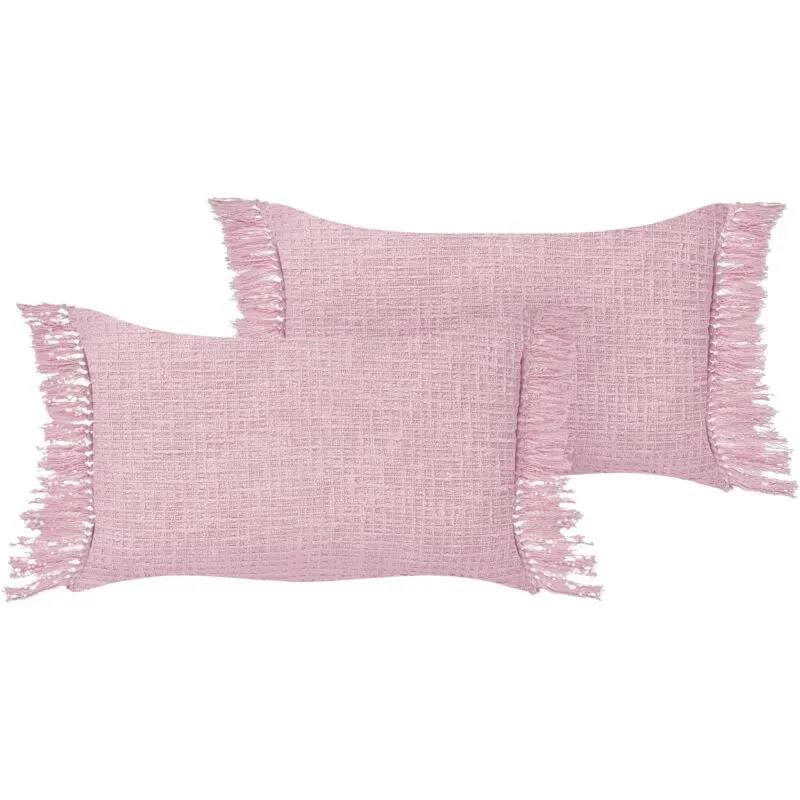 Set di 2 cuscini in cotone con nappe 40 x 60 cm Rosa Tansy