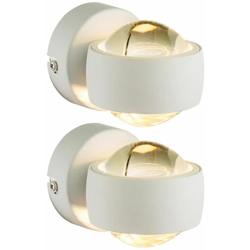 Set di 2 applique a led up down faretti faretti a sfera lampade in vetro trasparente